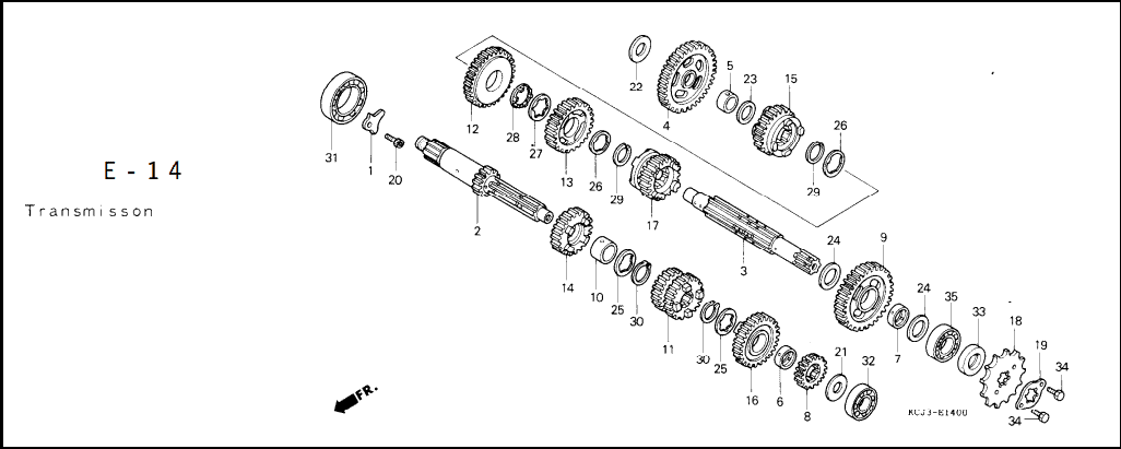 E-14 Transmission – Katalog Suku Cadang Honda Tiger 2000