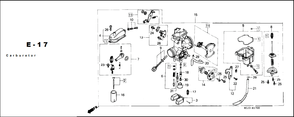 E-17 Carburetor – Katalog Suku Cadang Honda Tiger 2000