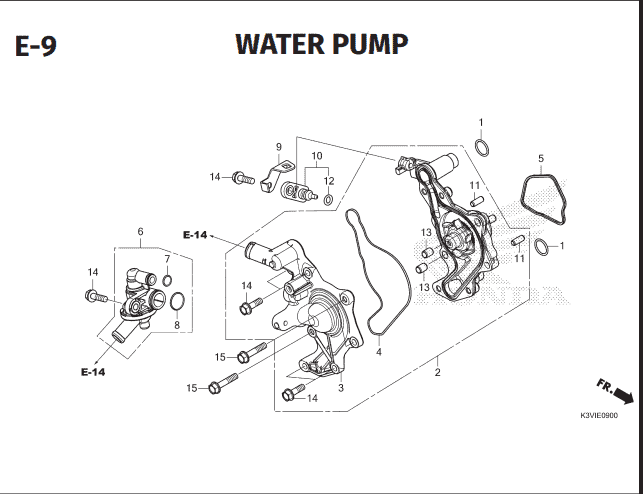 E-9 Water Pump – Katalog Suku Cadang Honda Stylo 160