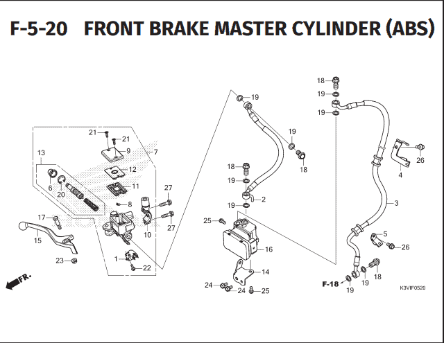 F-5-20 Front Brake Master Cylinder (ABS) – Katalog Suku Cadang Honda Stylo 160