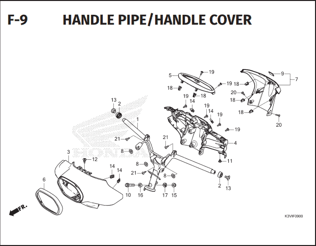 F-9 Handle Pipe Handle Cover – Katalog Suku Cadang Honda Stylo 160