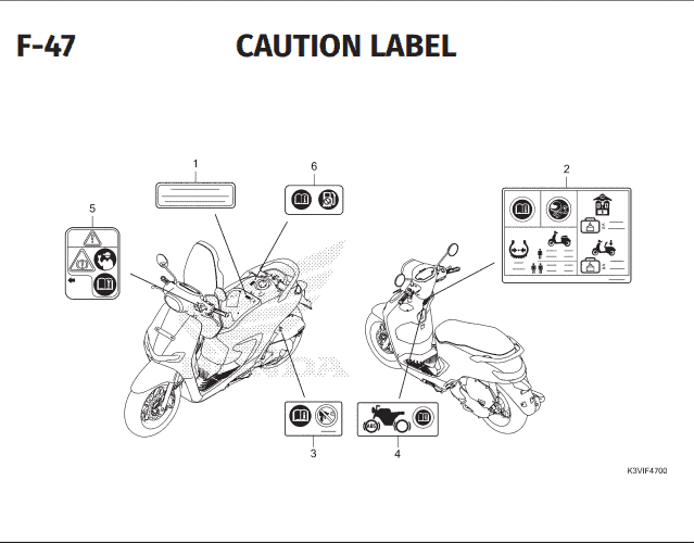 F-47 Caution Label – Katalog Suku Cadang Honda Stylo 160