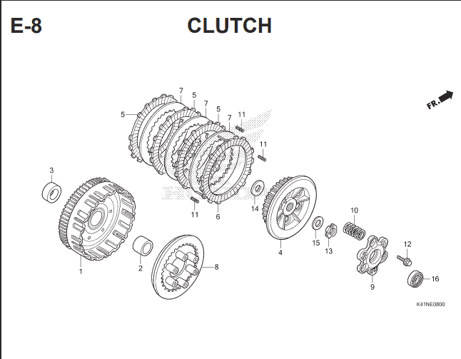 E-8 Clutch – Katalog Suku Cadang Honda Supra X 125 FI K41