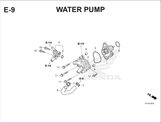 E-9 Water Pump – Katalog Suku Cadang Honda PCX HYBRID 2018MY