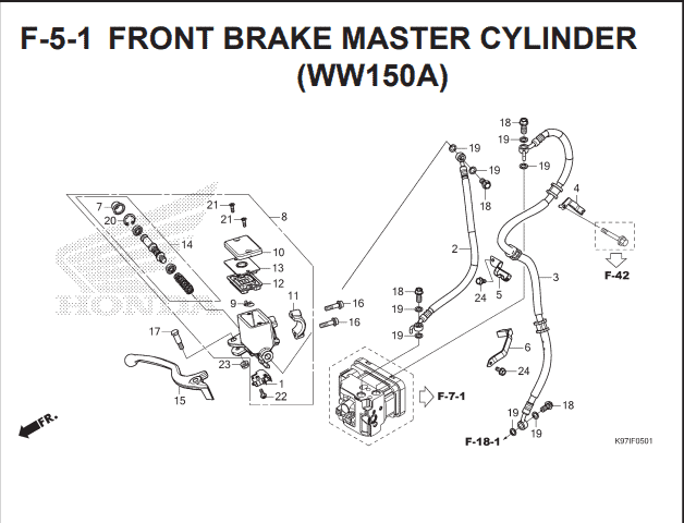 F-5-1 Front Brake Master Cylinder WW150A – Katalog Suku Cadang Honda PCX HYBRID 2018MY