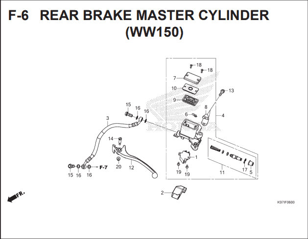 F-6 Rear Brake Master Cylinder WW150 – Katalog Suku Cadang Honda PCX HYBRID 2018MY