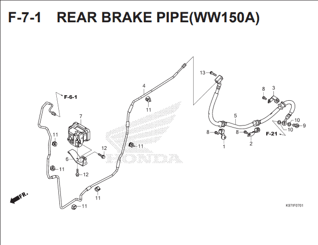 F-7-1 Rear Brake Pipe WW150A – Katalog Suku Cadang Honda PCX HYBRID 2018MY