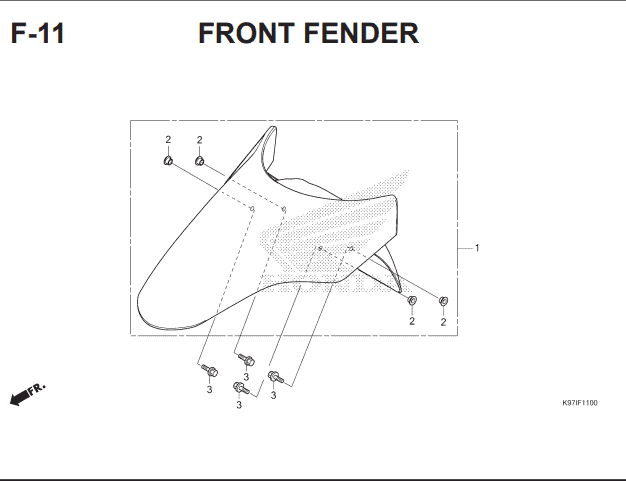 F11 Front Fender – Katalog Suku Cadang Honda PCX HYBRID 2018MY