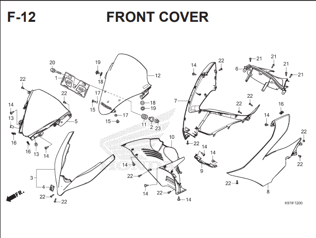 F-12 Front Cover – Katalog Suku Cadang Honda PCX HYBRID 2018MY