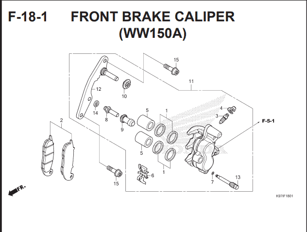 F-18-1 Front Brake Caliper WW150A – Katalog Suku Cadang Honda PCX HYBRID 2018MY