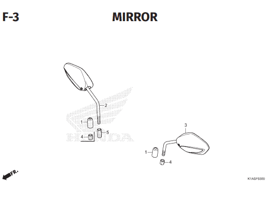 F-3 Mirror – Katalog Suku Cadang Honda New BeAT K1AL