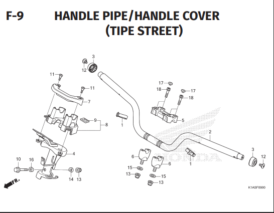 F-9 Handle Pipe Handle Cover - Honda BeAT Street K1AL
