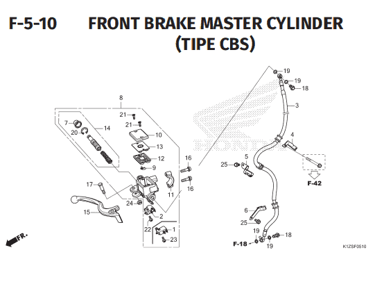 F-5-10 Front Brake Master Cylinder Tipe CBS – Katalog Suku Cadang Honda PCX 160 K1ZV