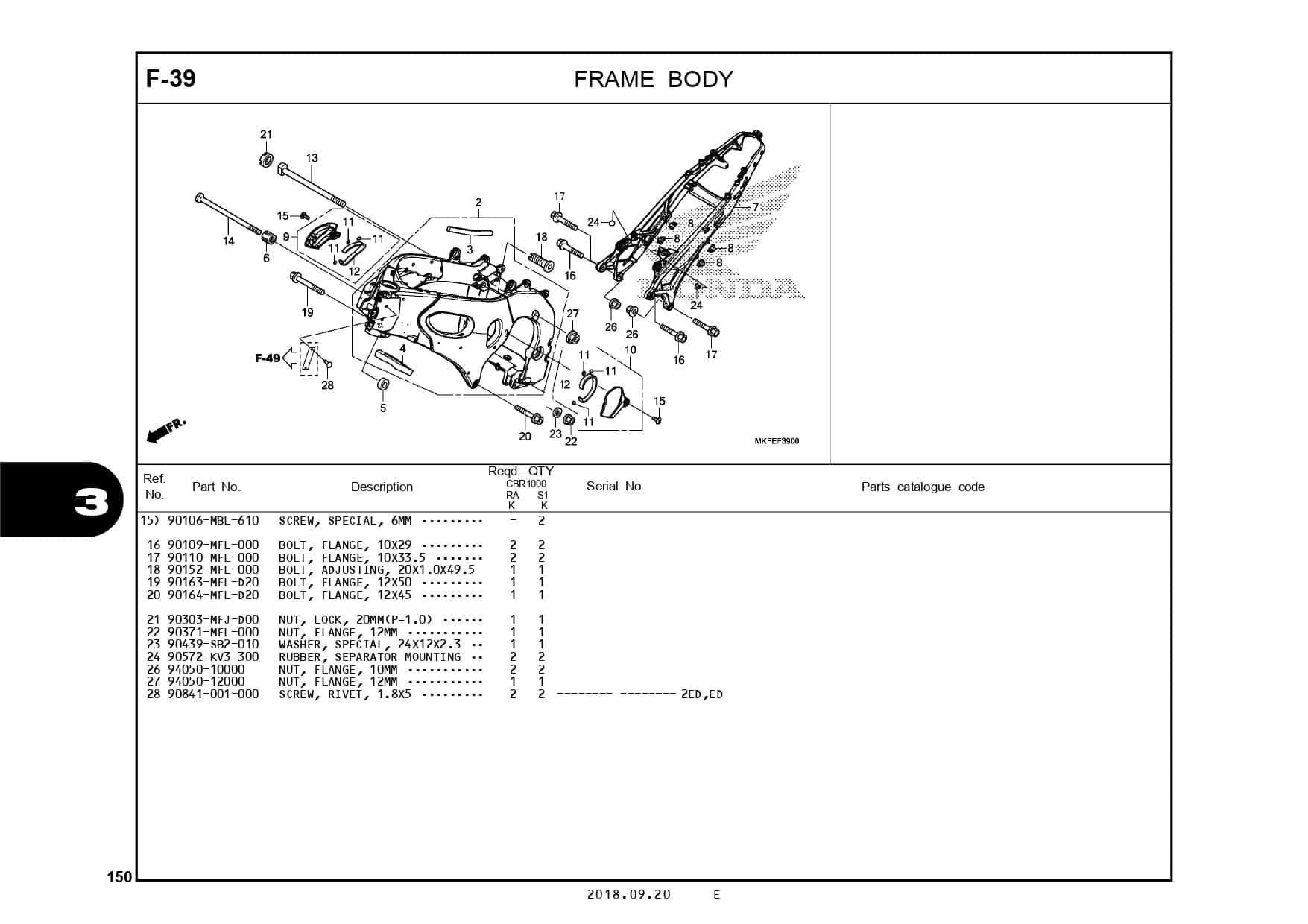 F-39 Frame Body - Katalog Honda CBR1000RA/S1 - Harga Kredit Motor Honda ...