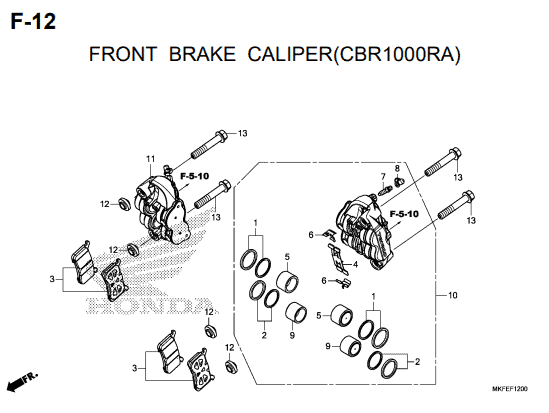 F-12 Front Brake Caliper CBR1000RA – Katalog Honda CBR1000RA/S1