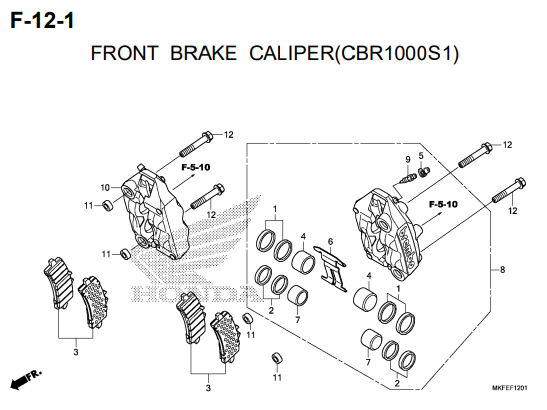 F-12-1 Front Brake Caliper CBR1000S1 – Katalog Honda CBR1000RA/S1