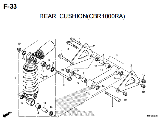 F-33 Rear Cushion CBR1000RA – Katalog Honda CBR1000RA/S1