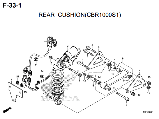 F-33-1 Rear Cushion CBR1000S1 – Katalog Honda CBR1000RA/S1