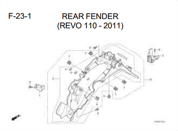 F-23-1 Rear Fender Revo 110 2010-2011 – Katalog Honda Revo 110 Carbu