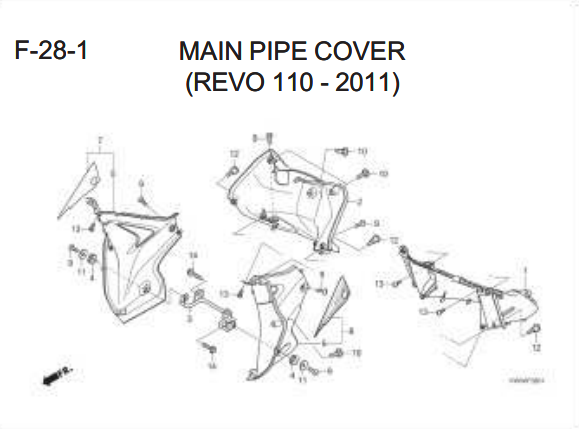 F-28-1 Main Pipe Cover Revo 110 2011 – Katalog Honda Revo 110 Carbu