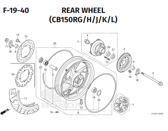 F-19-40 Rear Wheel – Katalog Honda CB150 K15P