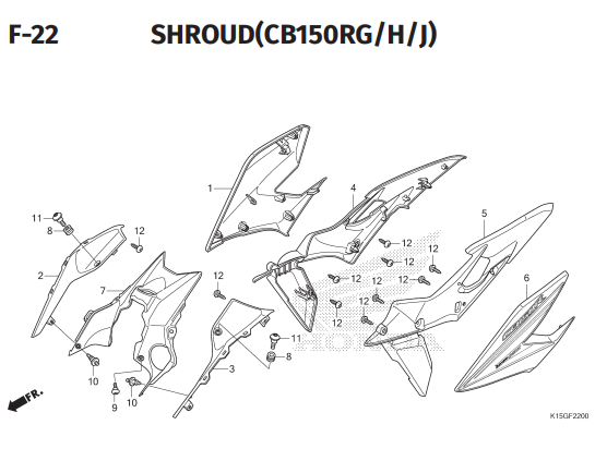 F-22 Shroud – Katalog Honda CB150 K15P