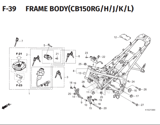 F-39 Frame Body – Katalog Honda CB150 K15P