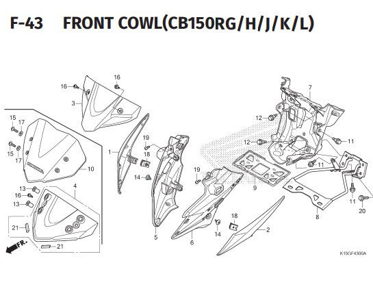 F-43 Front Cowl – Katalog Honda CB150 K15P
