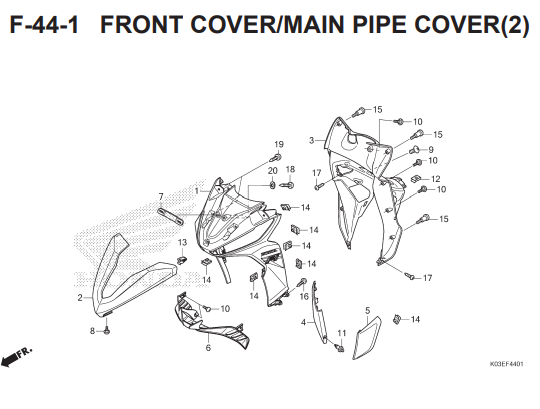 F-44-1 Front Cover Main Pipe Cover 2 – Katalog Honda Revo FI K03
