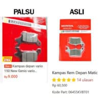 Ciri-Ciri Kampas Rem Motor Palsu yang Membahayakan