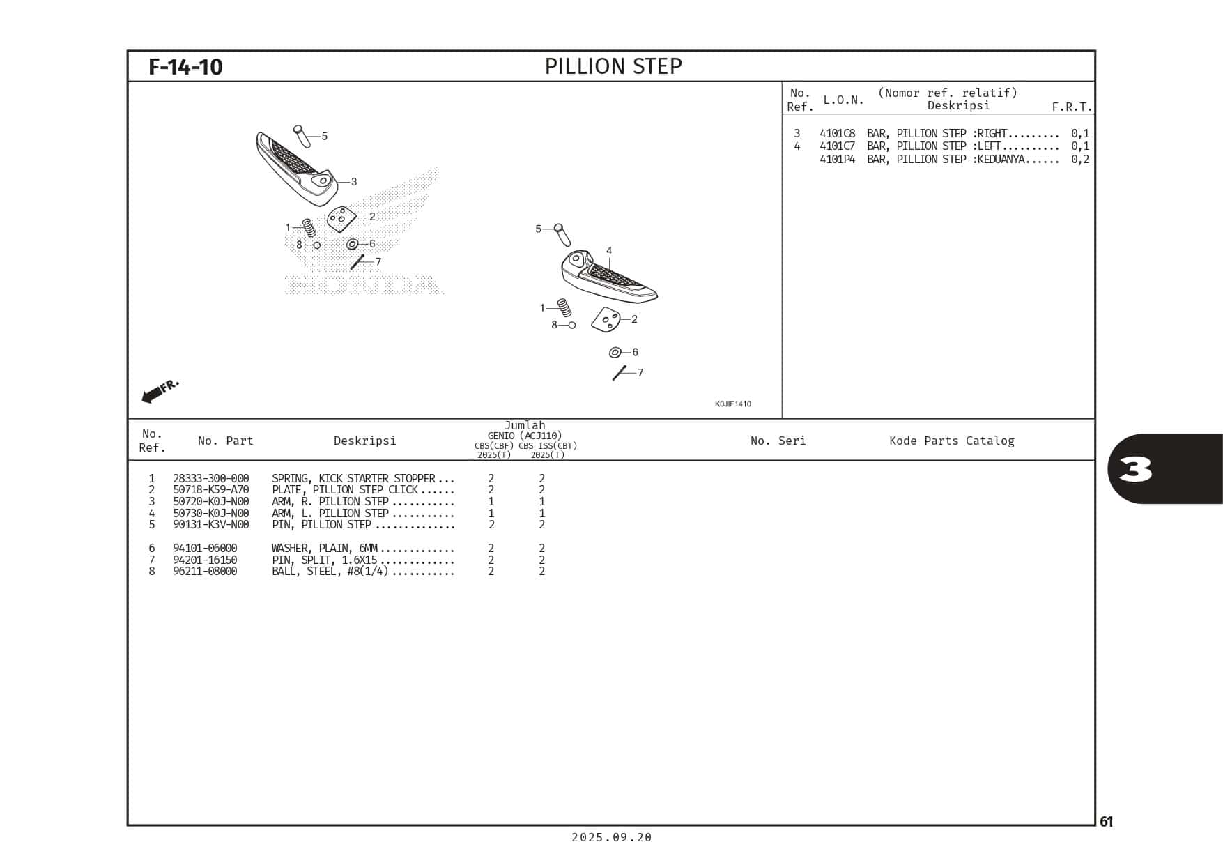 F-14-10 Pillion Step - Honda Genio K0JB - Harga Kredit Motor Honda ...