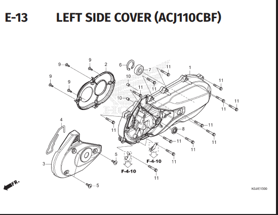 E-13 Left Side Cover – Honda Genio K0JB