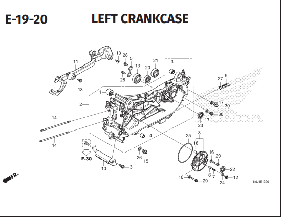 E-19-20 Left Crankcase – Honda Genio K0JB