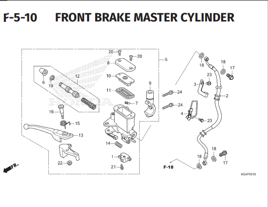 F-5-10 Front Brake Master Cylinder – Honda Genio K0JB