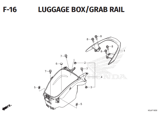 F-16 Luggage Box Grab Rail – Honda Genio K0JB