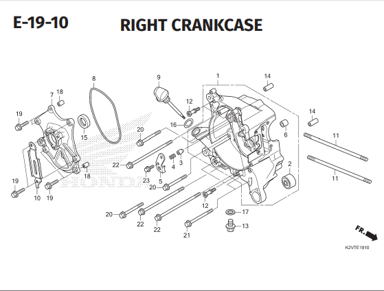 E-19-10 Right Crankcase – Honda New Vario 125 dan Vario 125 Street