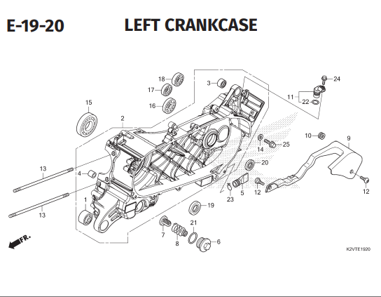 E-19-20 Left Crankcase – Honda New Vario 125 dan Vario 125 Street