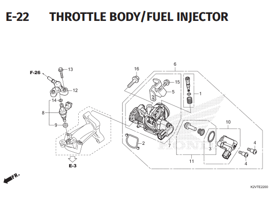 E-22 Throttle Body Fuel Injector – Honda New Vario 125 dan Vario 125 Street