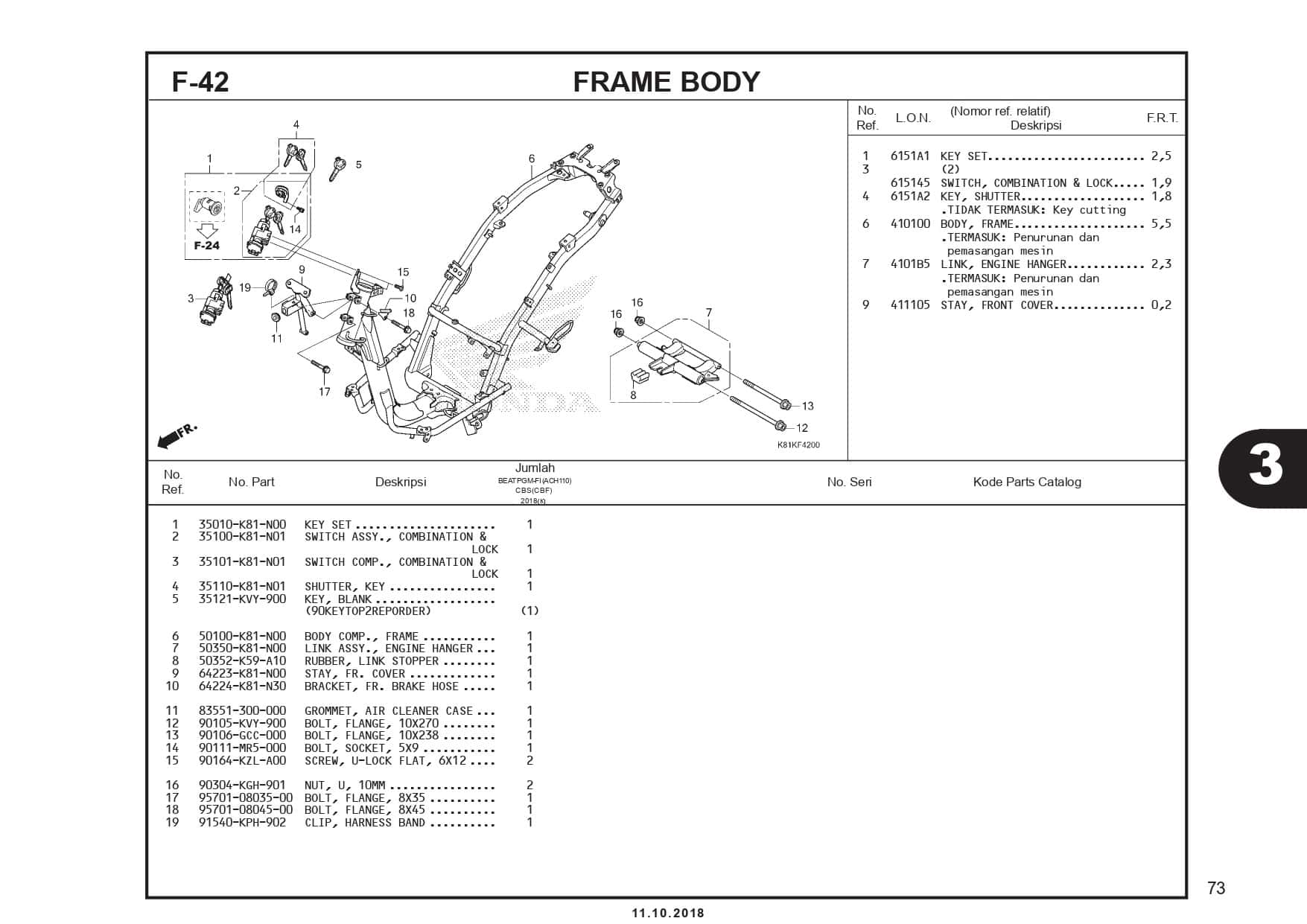 Frame Beat F-42 Frame Body - Katalog Honda BeAT Street eSP K81 - Harga Kredit ...