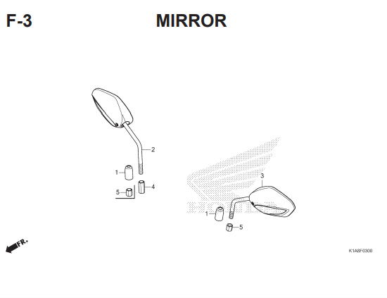 F-3 Mirror – Honda BeAT Street eSP K1A