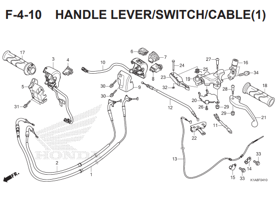 F-4-10 Handle Lever Switch Cable – Honda BeAT Street eSP K1A