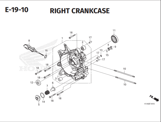 E-19-10 Right Crankcase – Honda BeAT Street K1AL