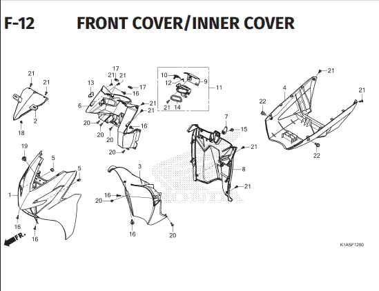 F-12 Front Cover Inner Cover – Honda BeAT Street K1AL
