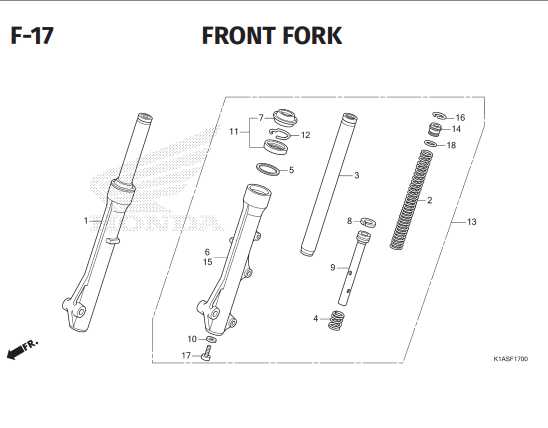 F-17 Front Fork – Honda BeAT Street K1AL