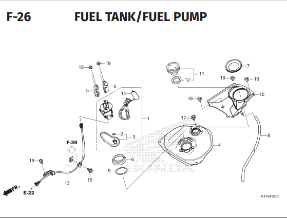 F-26 Fuel Tank Fuel Pump – Honda BeAT Street K1AL