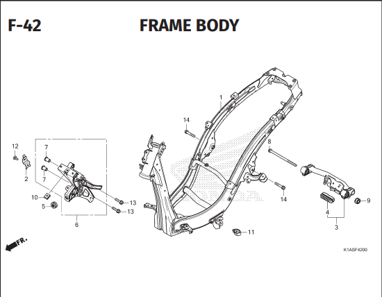 F-42 Frame Body – Honda BeAT Street K1AL
