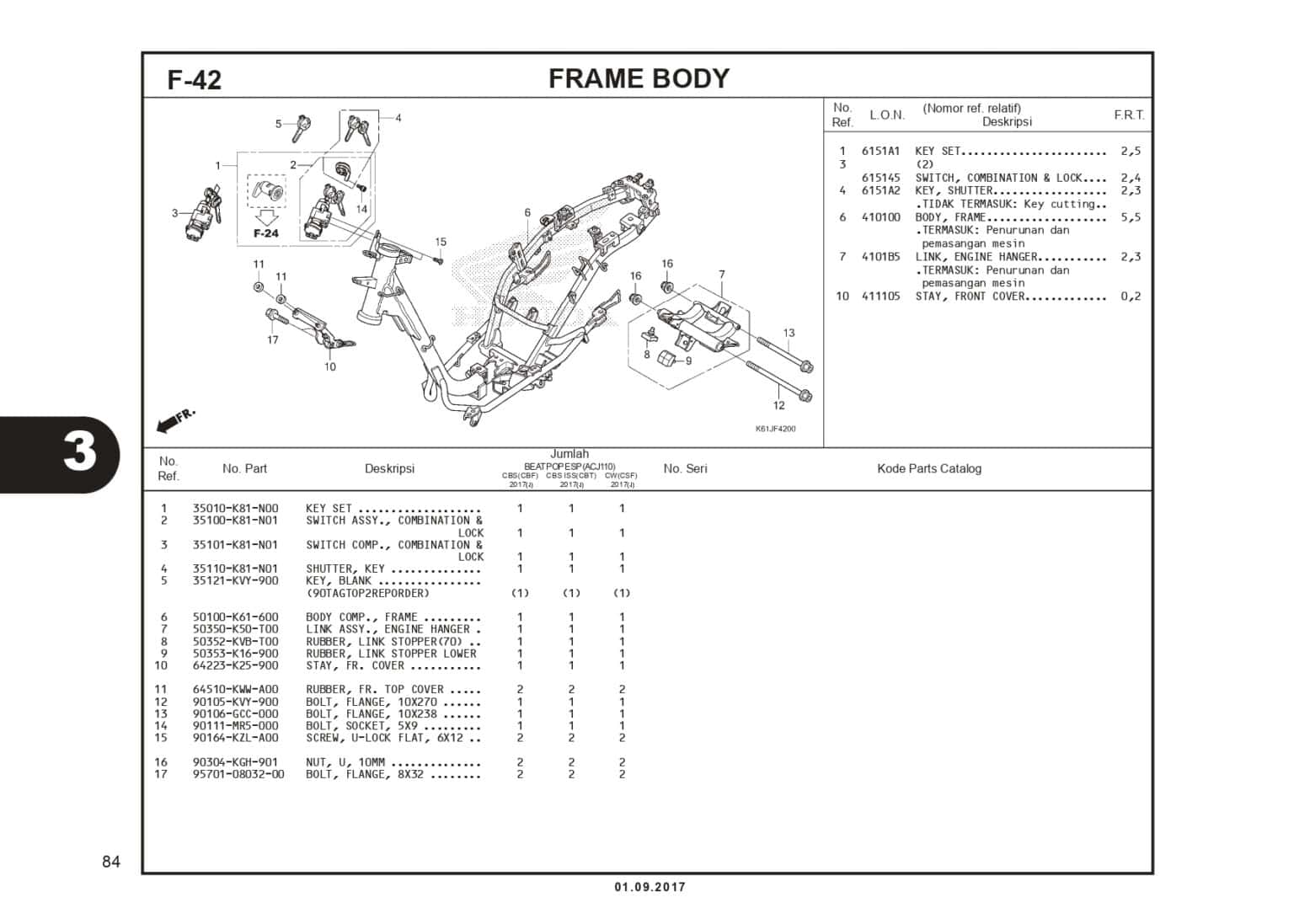 Frame Beat F-42 Frame Body - Katalog Honda BeAT POP K61H - Harga Kredit Motor ...