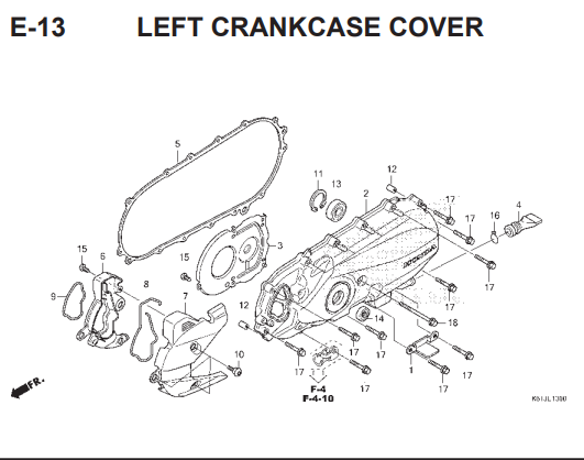 E-13 Left Crankcase Cover – Katalog Honda BeAT POP K61H
