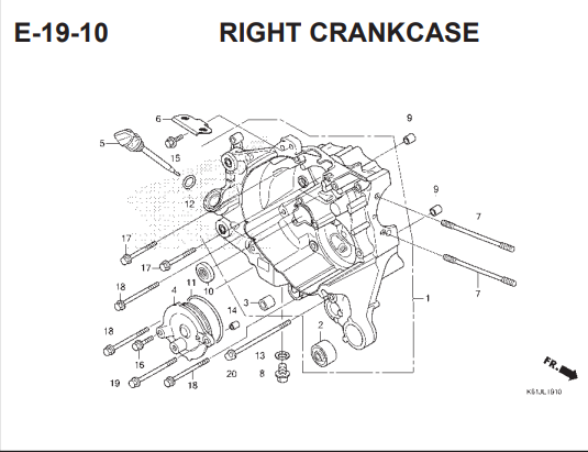 E-19-10 Right Crankcase – Katalog Honda BeAT POP K61H