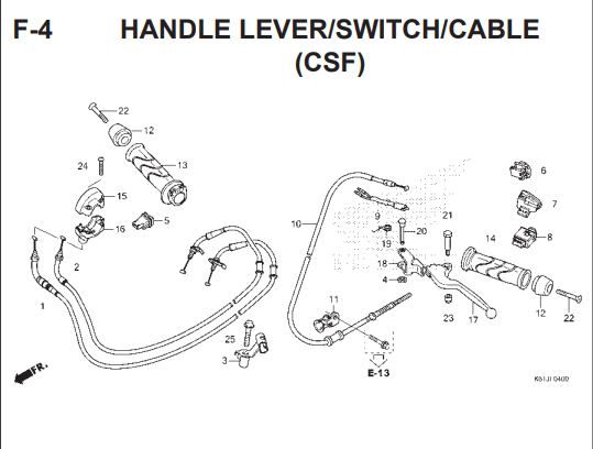 F-4 Handle Lever / Switch / Cable (CSF) – Katalog Honda BeAT POP K61H